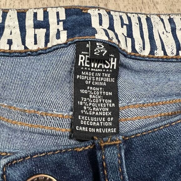 Vintage Reunion REWASH Distressed Faded Appliqué Jeans, Junior Women’s 5/27 - Picture 5 of 13